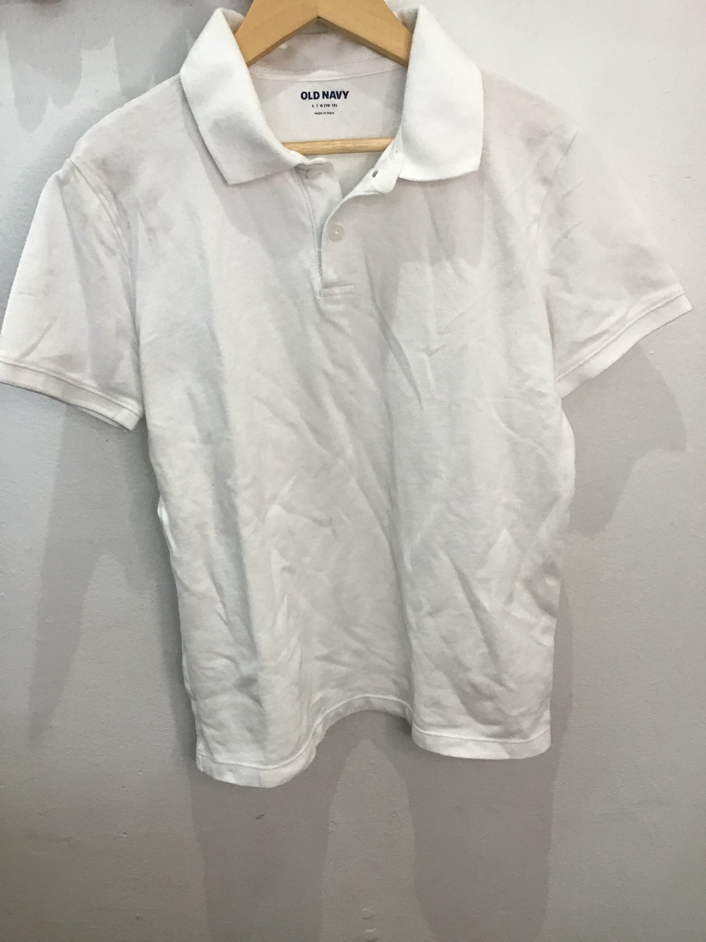 Tee white texture polo 10-12y