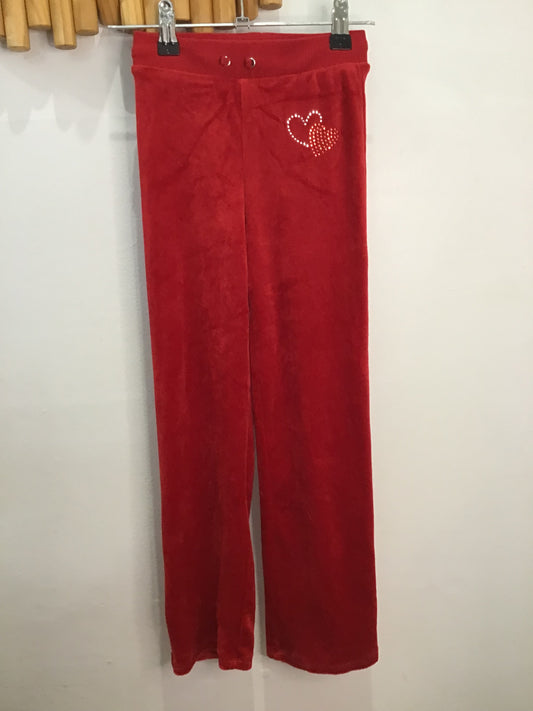 Red velour joggers 7-8y B