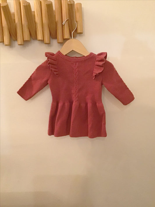 Red sweater dress 2-4m