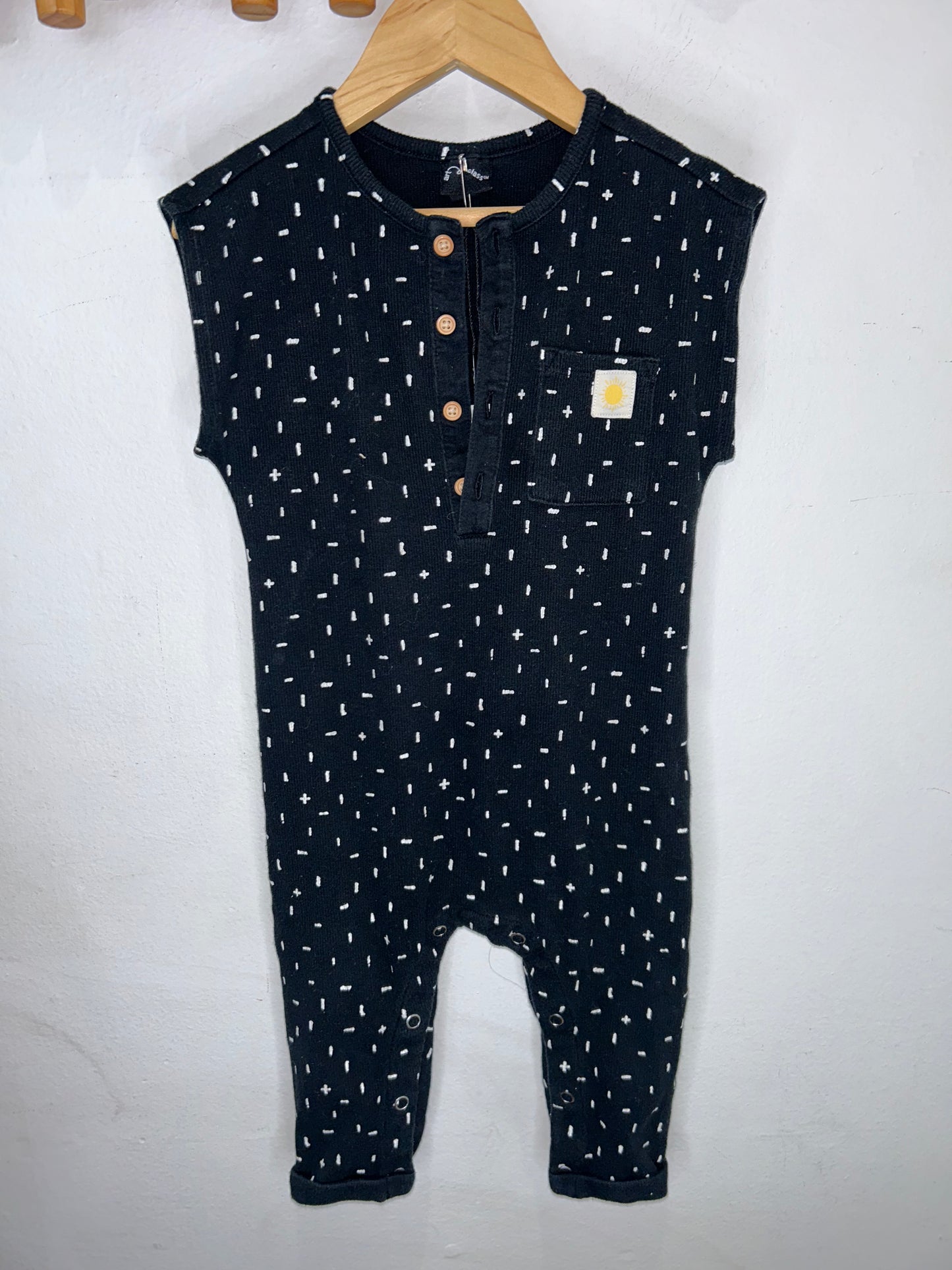 Black lines ribbed romper 18m