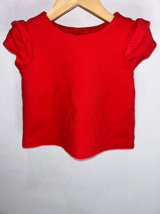 Red Ruffle Sleeve Tee 2y