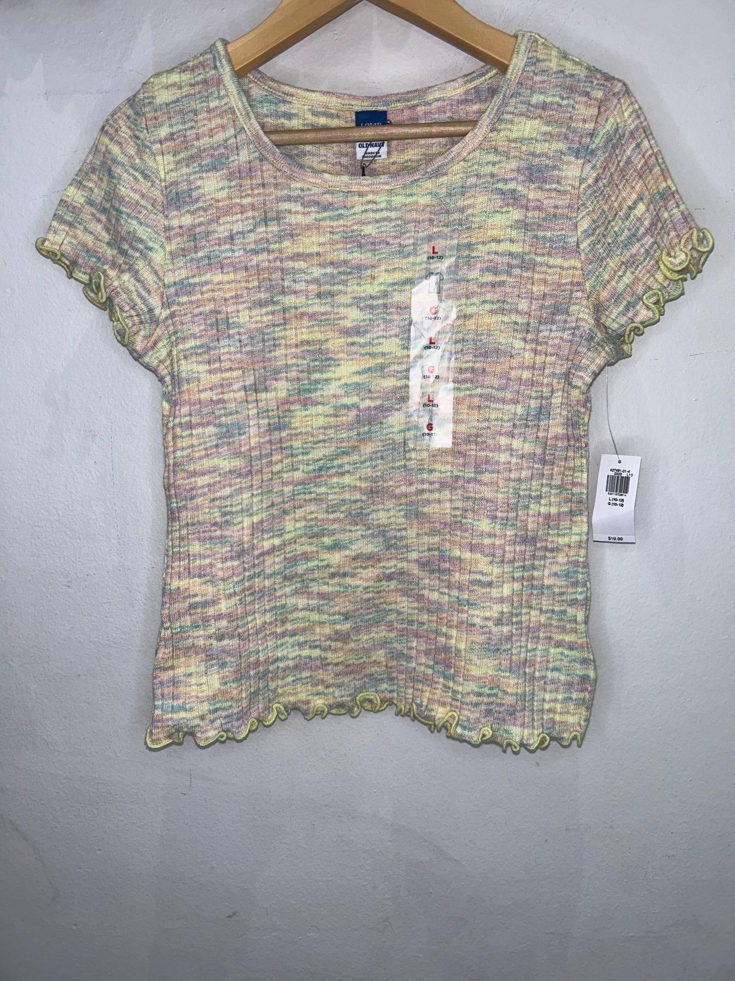 Pastel ribbed tee 10-12y NEW
