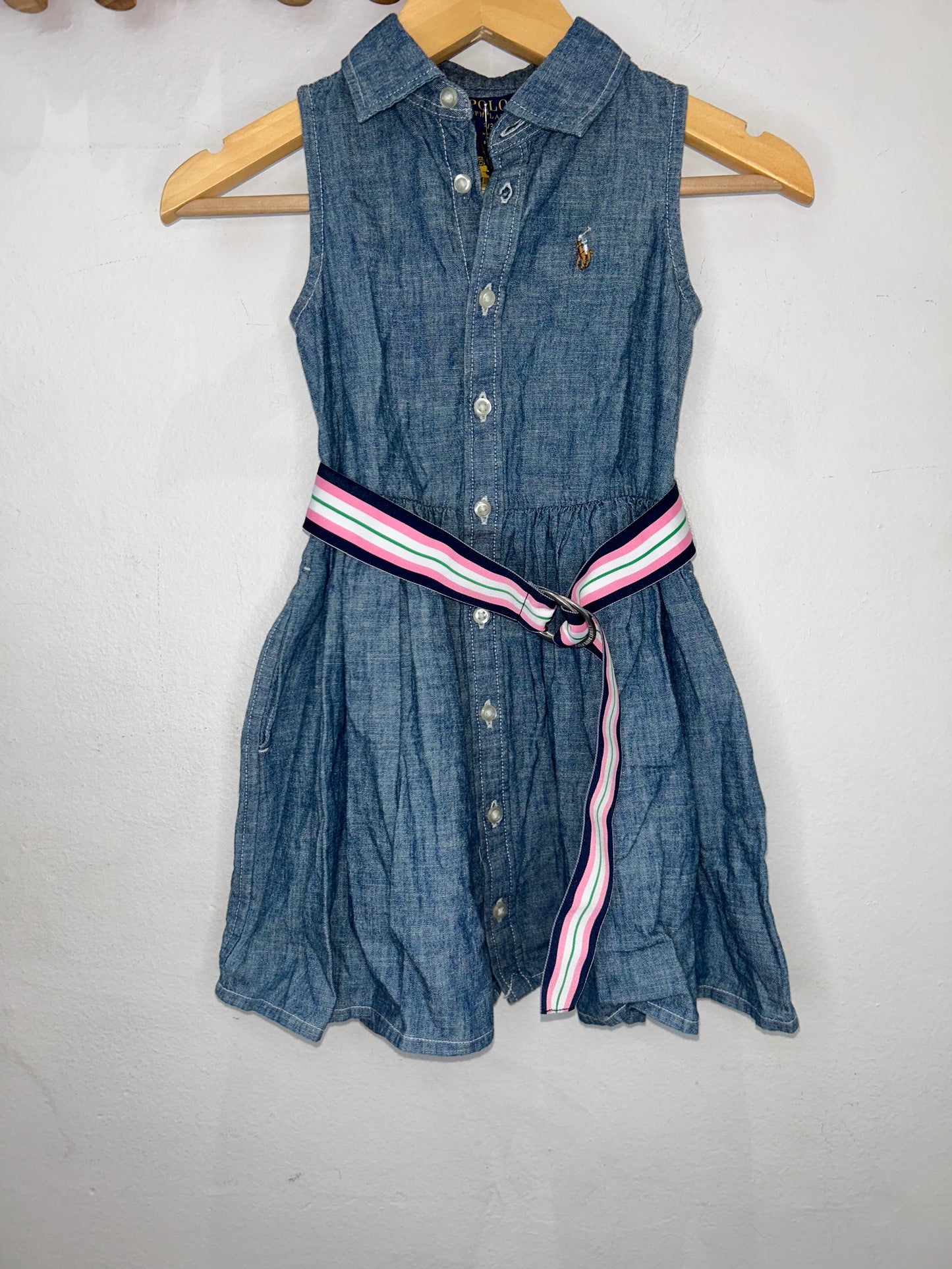 Chambray shirt dress with belt 3y NEW