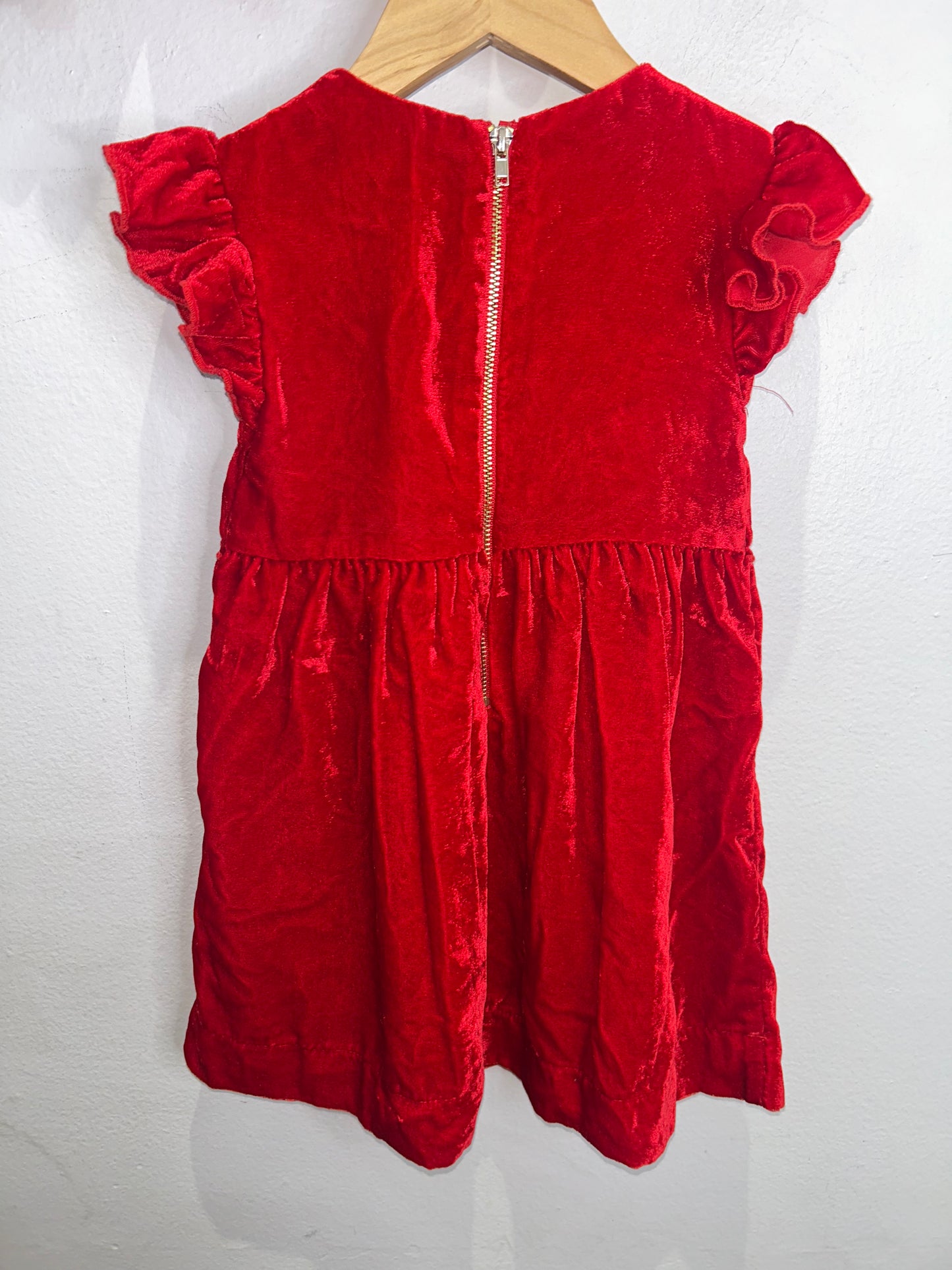 Hatley tomato red velvet dress 2y