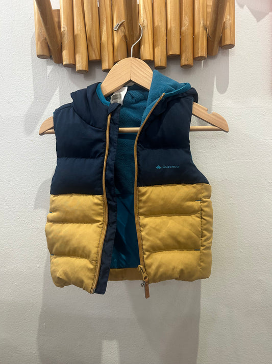 Brown and blue puffer vest 12m