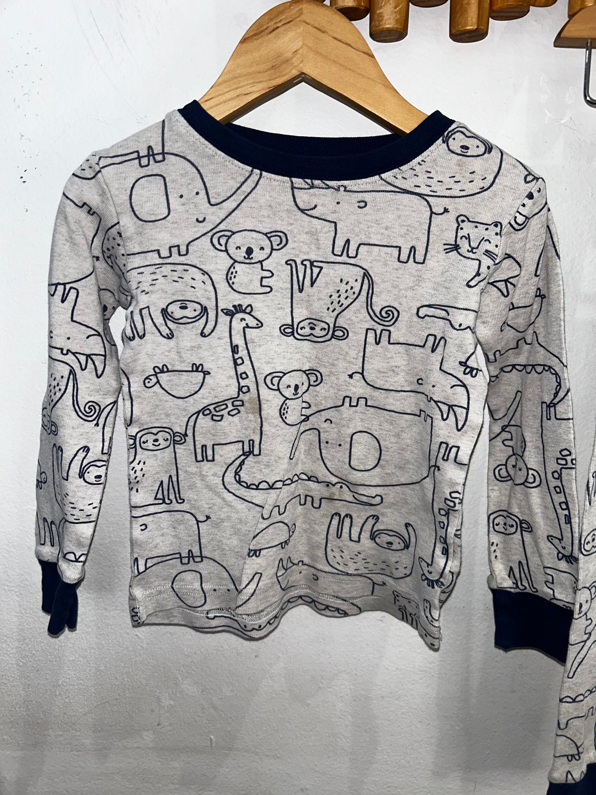 Blue animal drawings pyjamas 3y