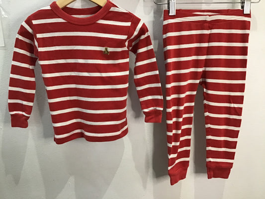 Red striped organic pyjamas 2y