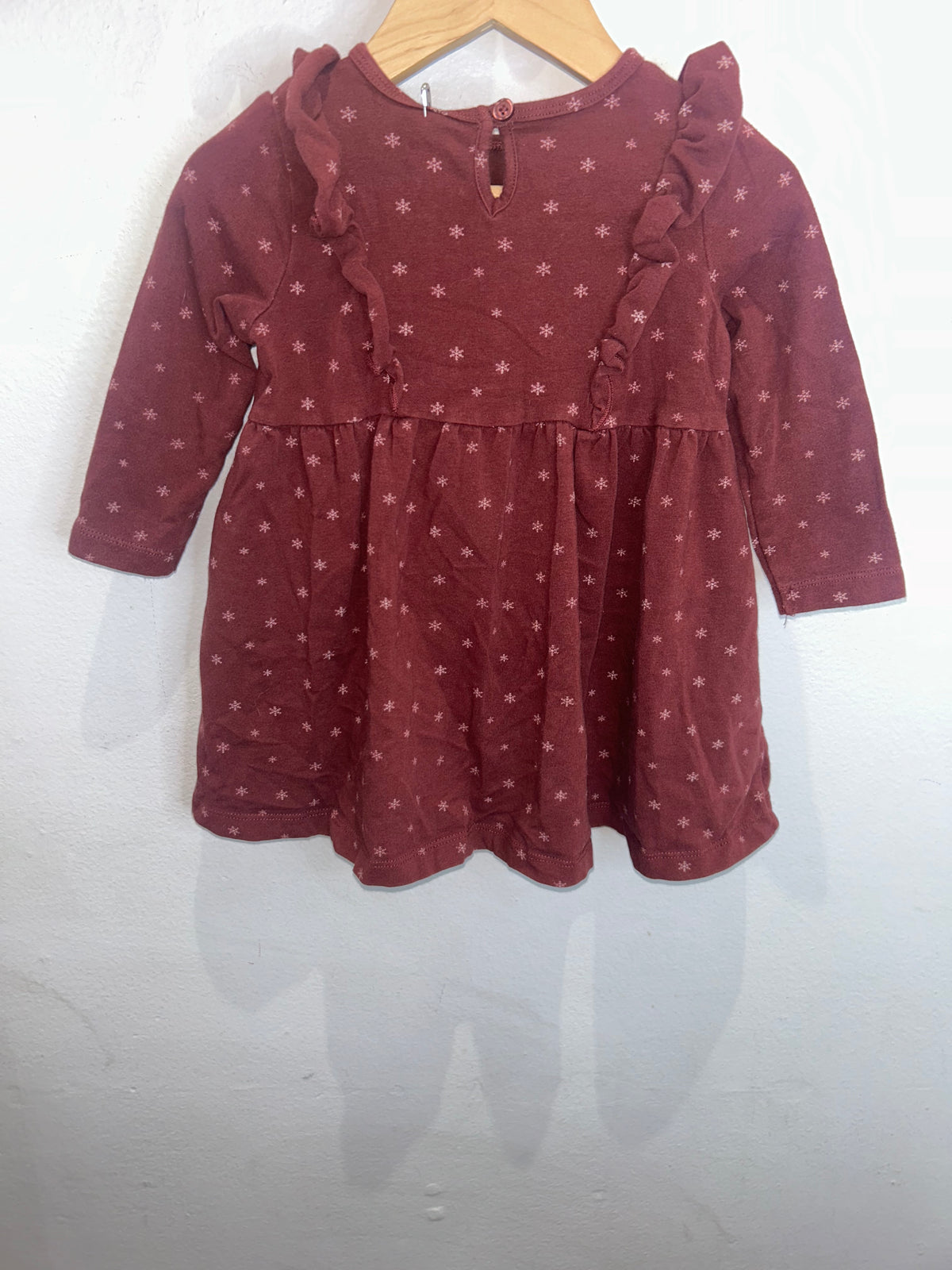 Maroon snowflake dress 9-12m