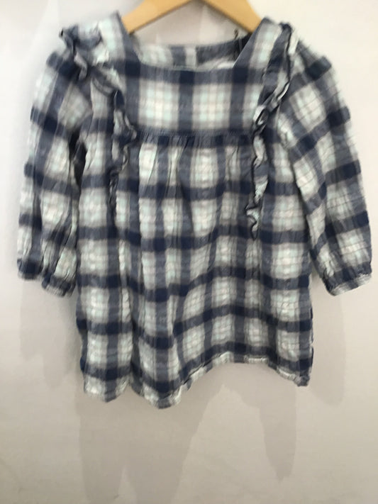 Blue checkered dress 18-24m