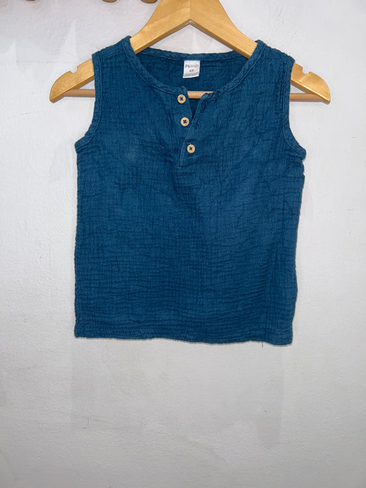 Petit Lem textured teal tanktop 4y