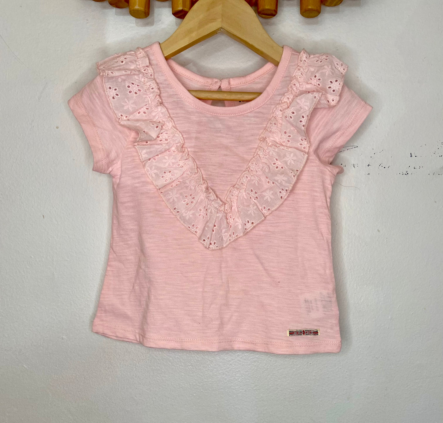 Hudson pink v-frill tee 2y