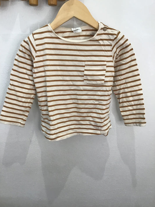 Longsleeve brown stripes 12-18m