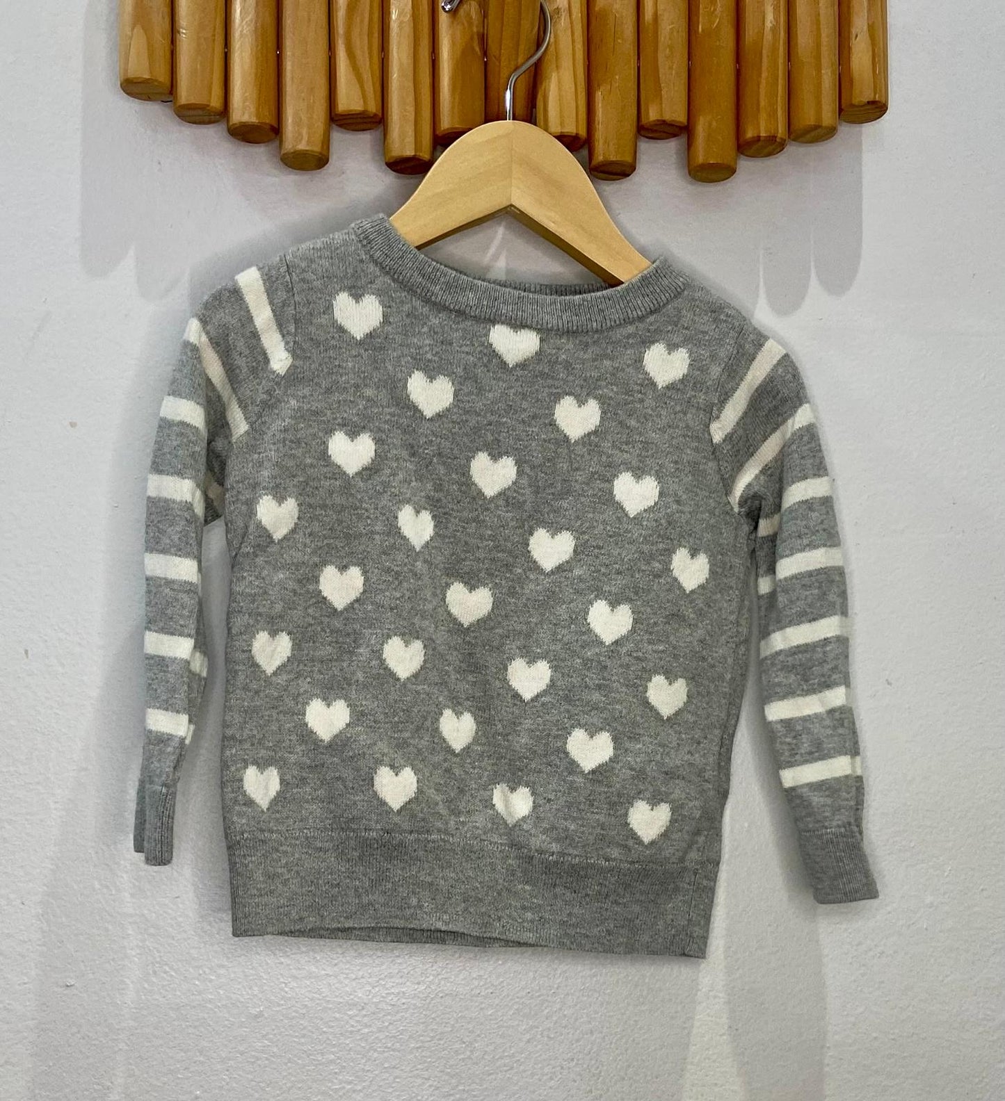 Grey hearts soft sweater 2y