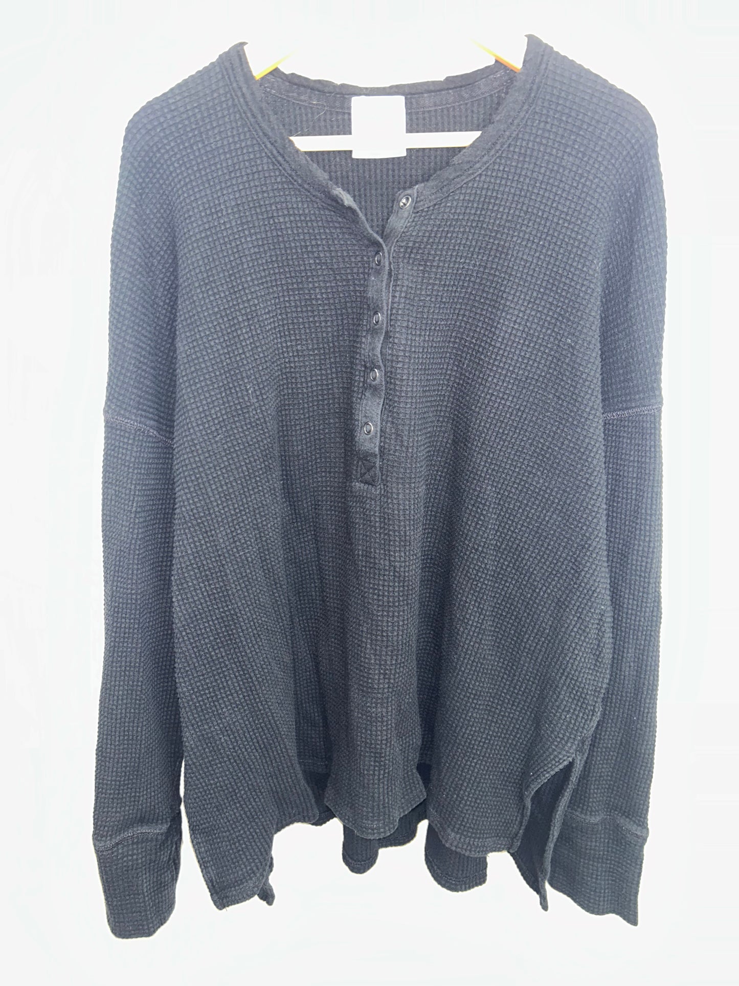 Black waffle henley- adult S