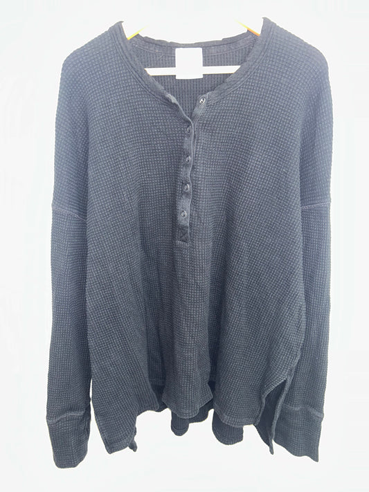 Black waffle henley- adult S