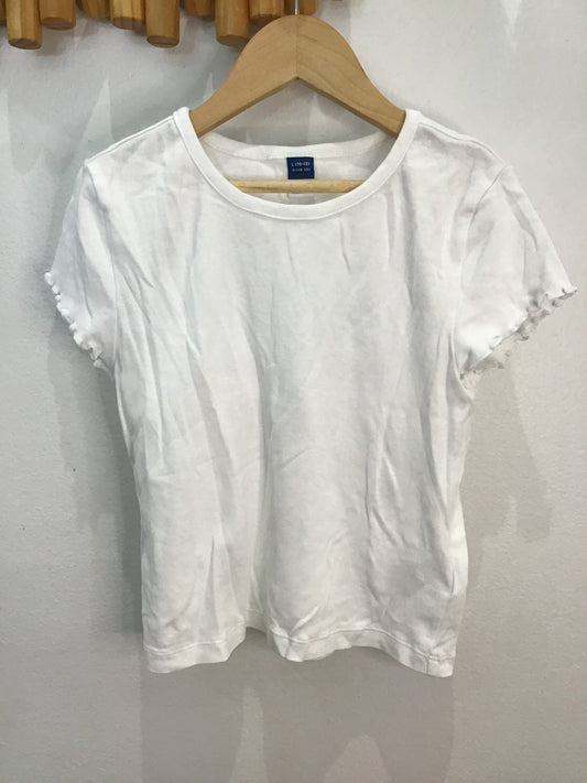 Tee white lettuce sleeve 10-12y