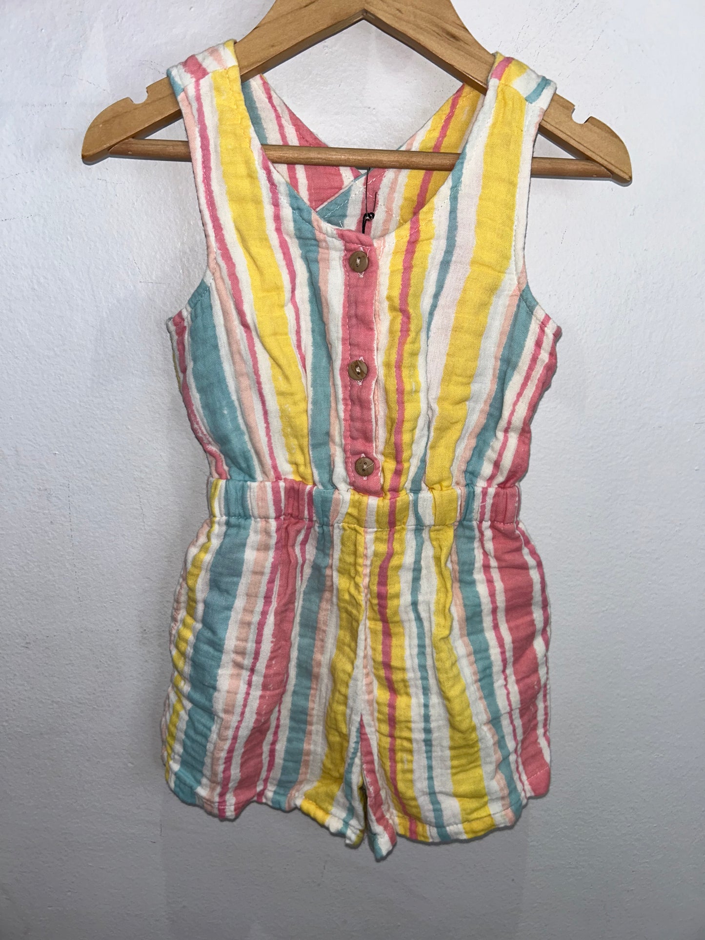 Vertical stripes shorty romper 2y