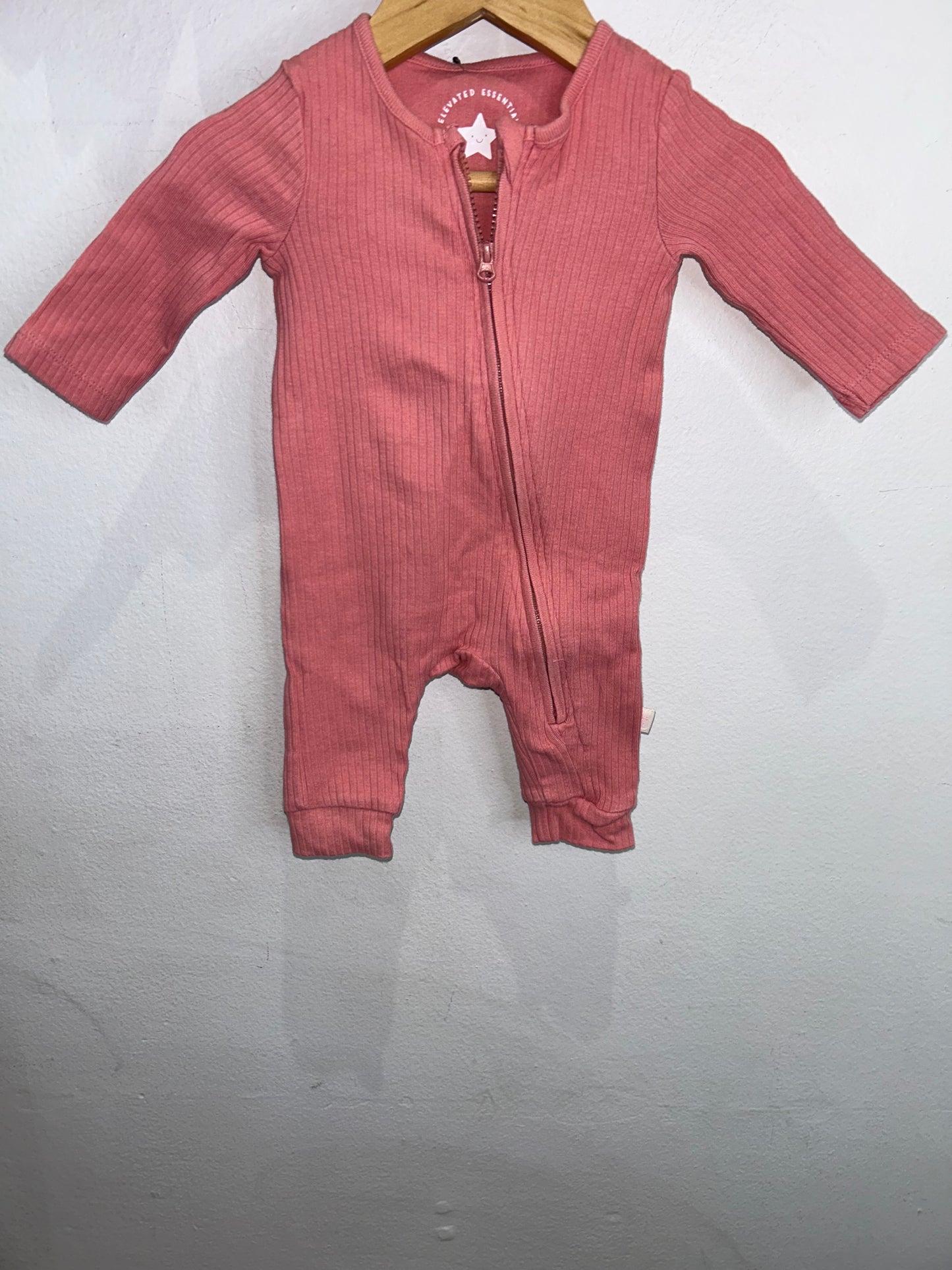 Pink ribbed sleeper NB