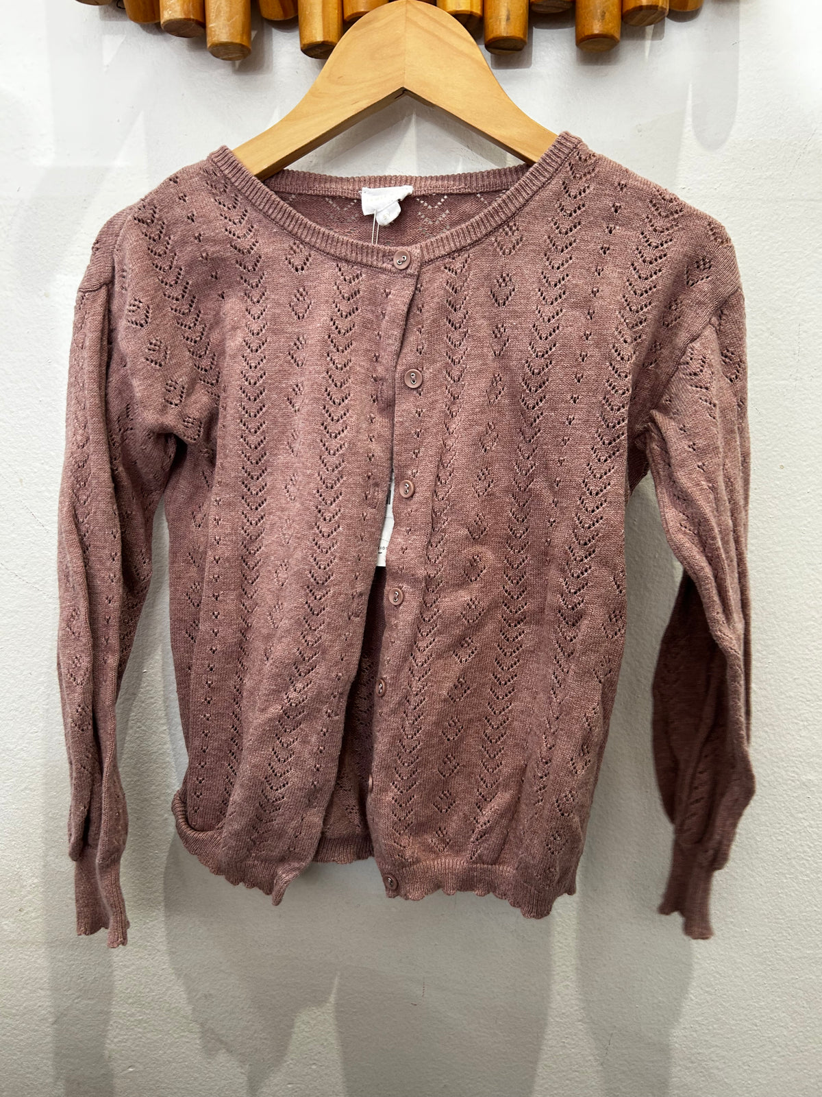 Jamie Kay mauve crochet cardigan 5y