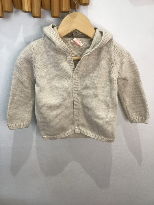 Cardigan beige knit hooded 6-9m