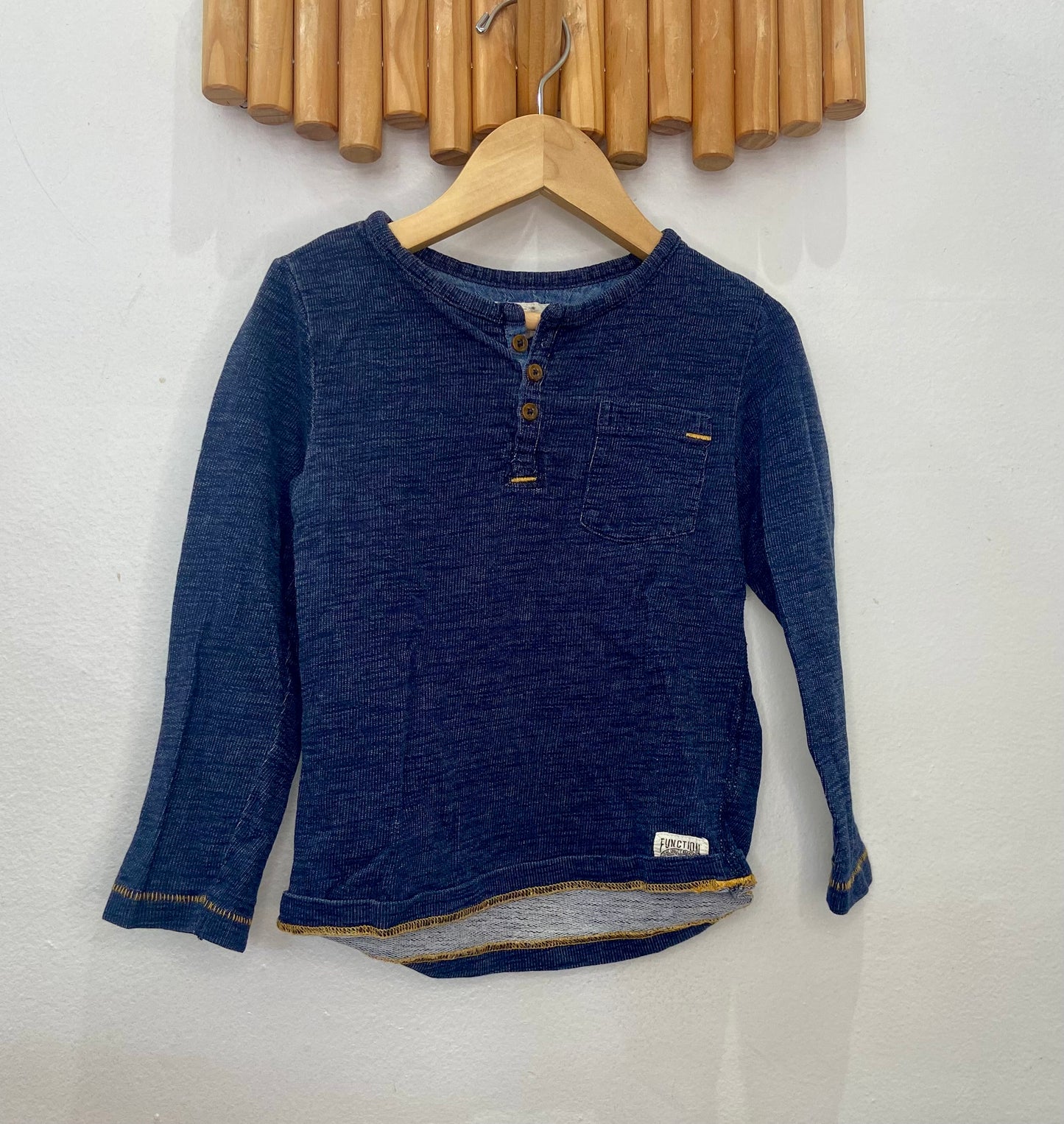 Dark blue melange henley 2-4y