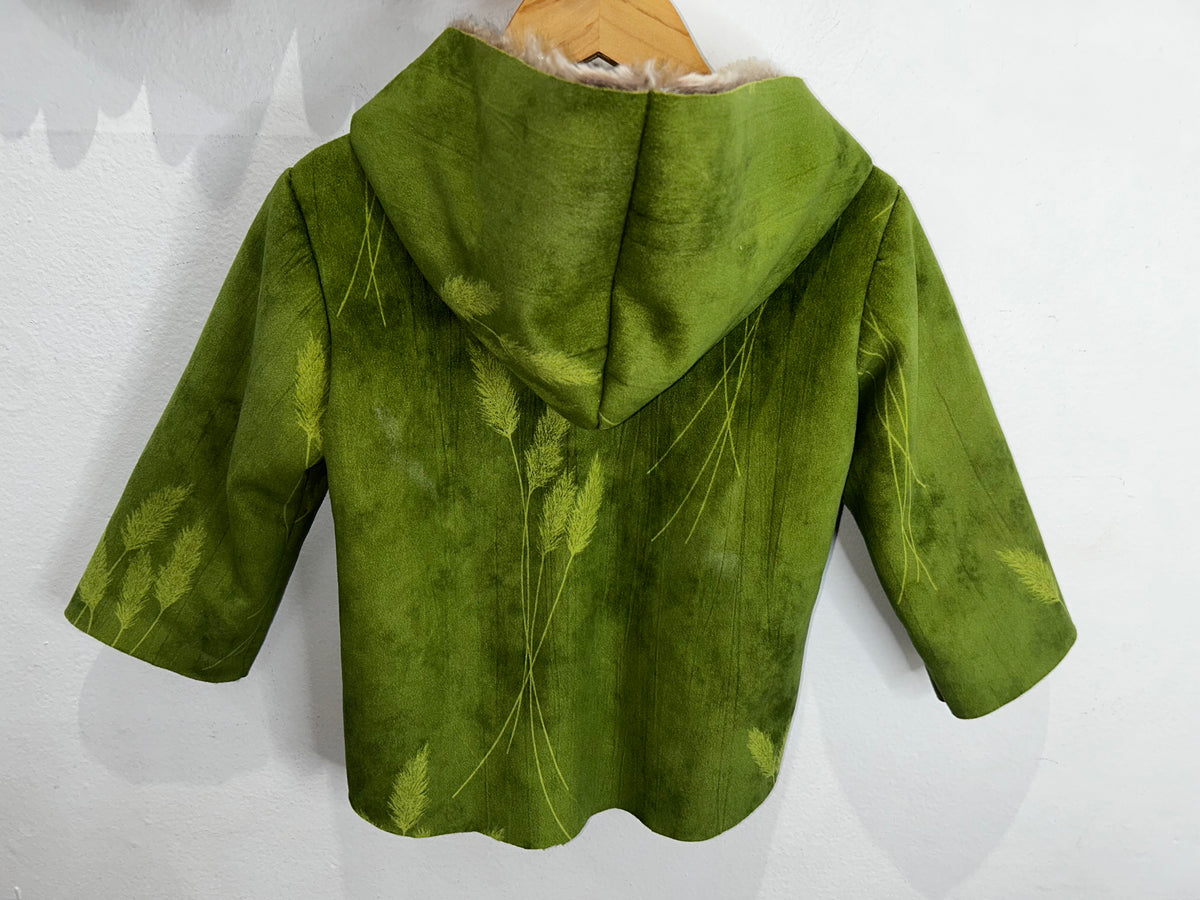 Green suede and fur jacket 2-4y