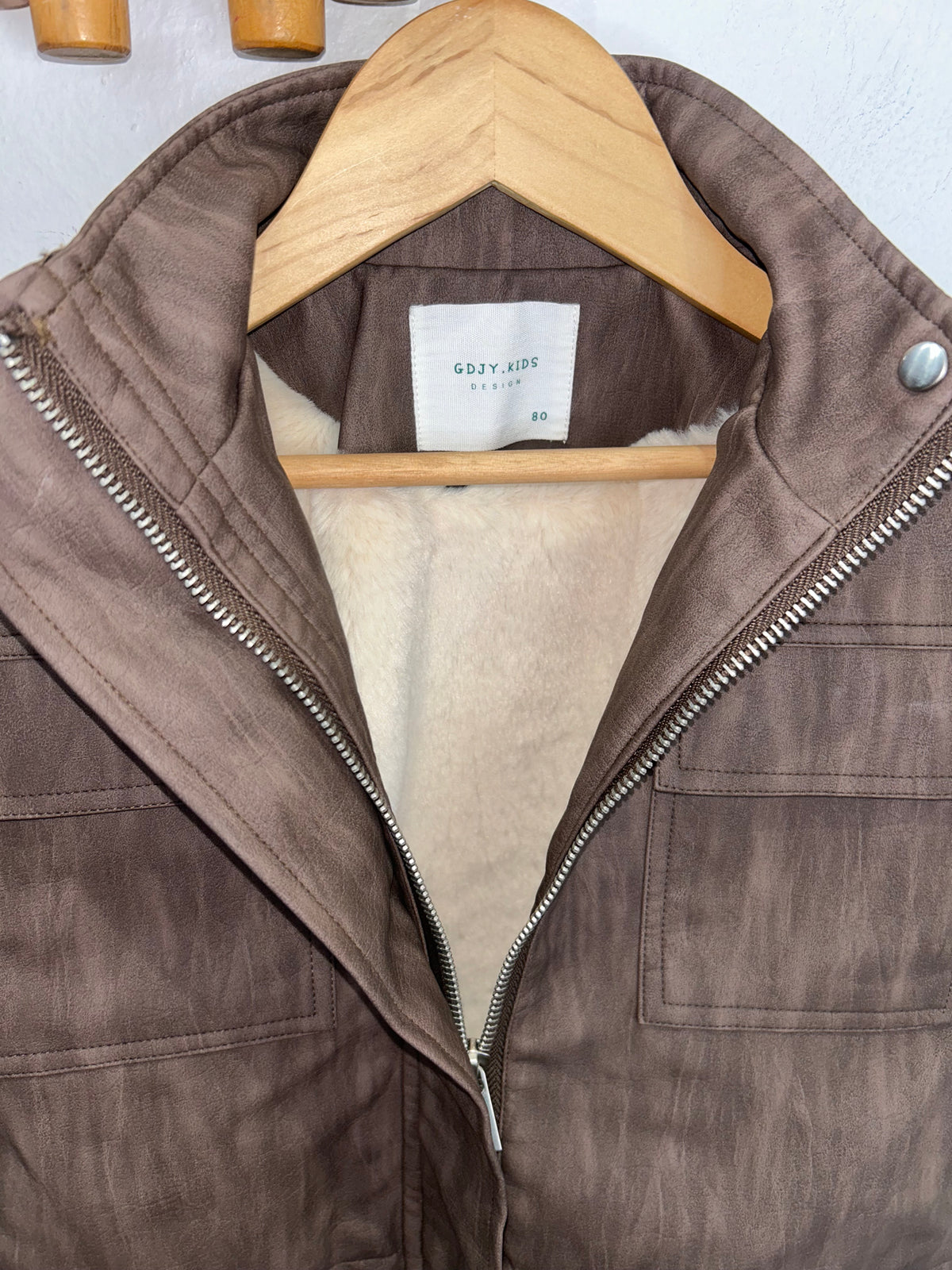 Oversized brown leather jacket 18-24m