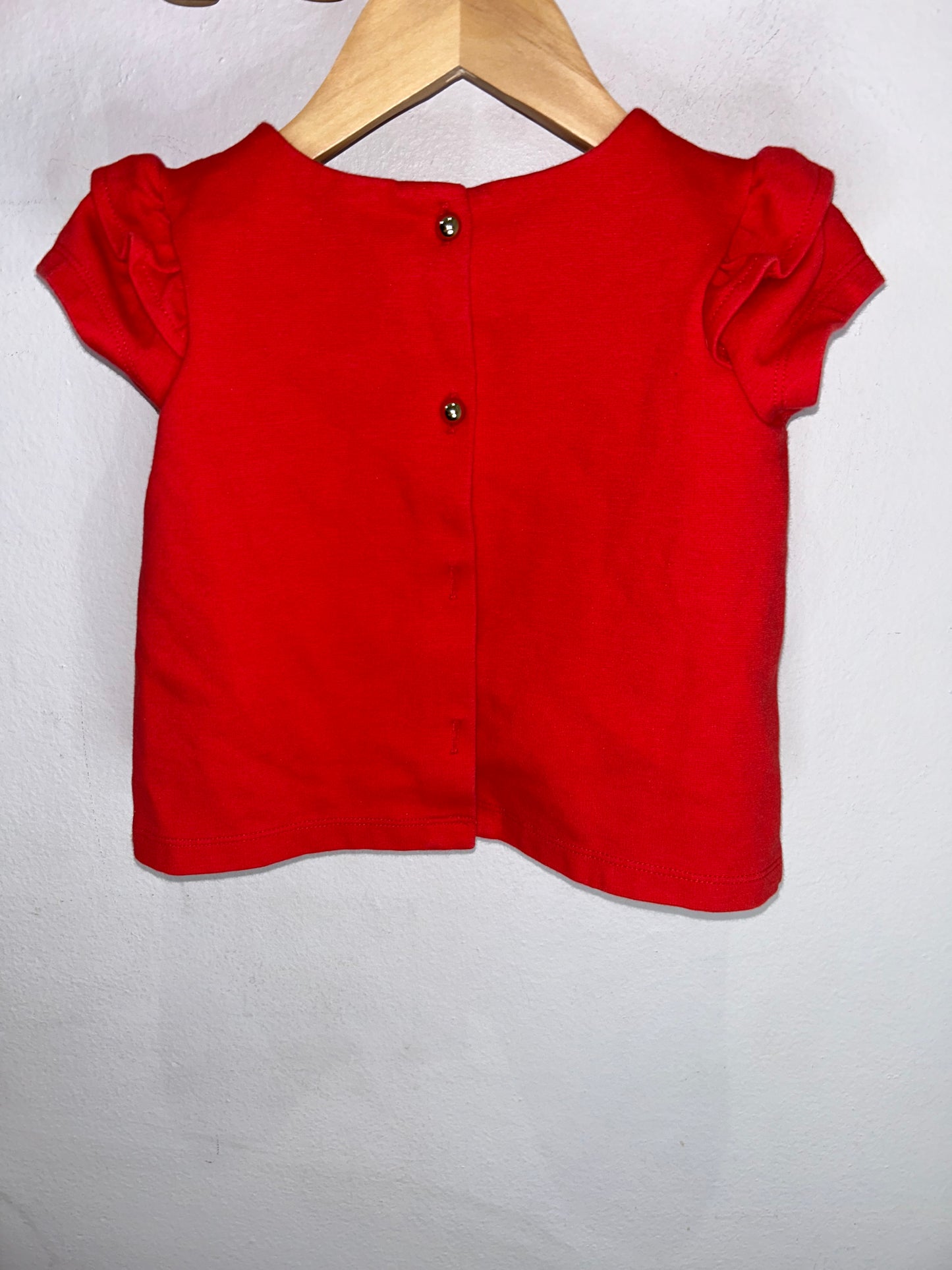Red Ruffle Sleeve Tee 2y