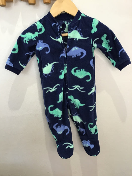 Dinos blue fleece sleeper 3m