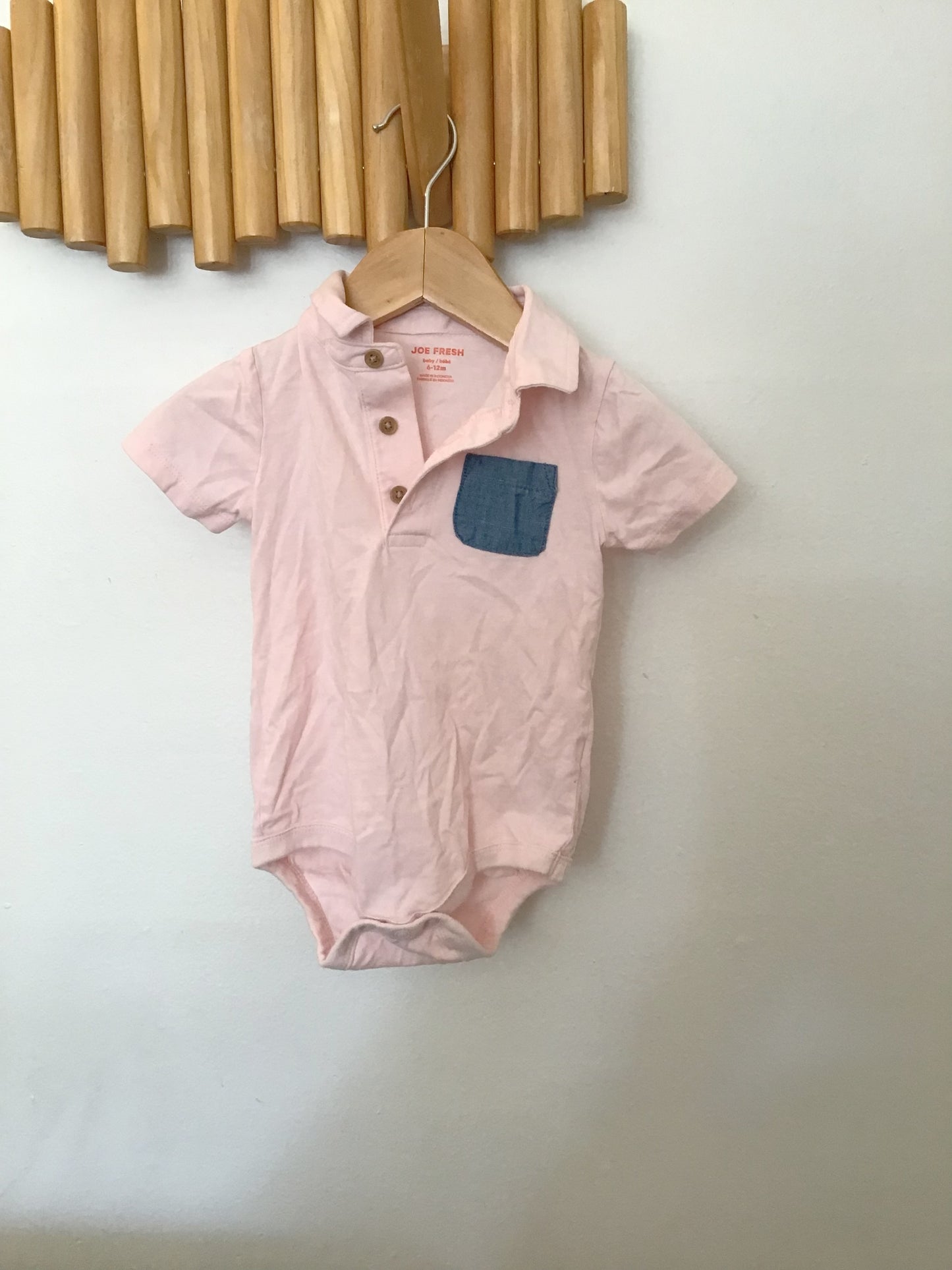 Pink polo onesie 6-12m