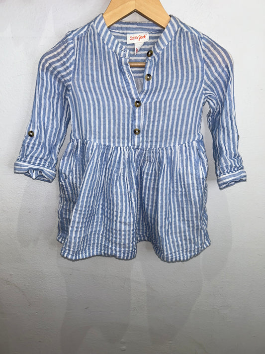 Blue texture stripe dress 2y