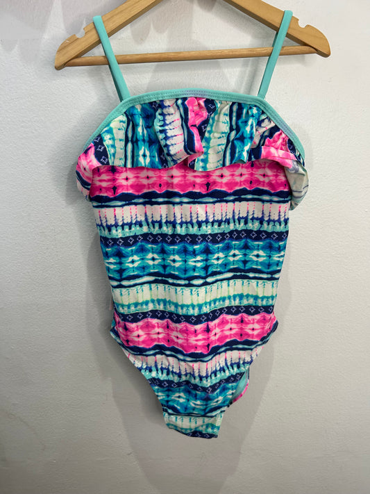 Pink and blue print swimsuit 10-12y