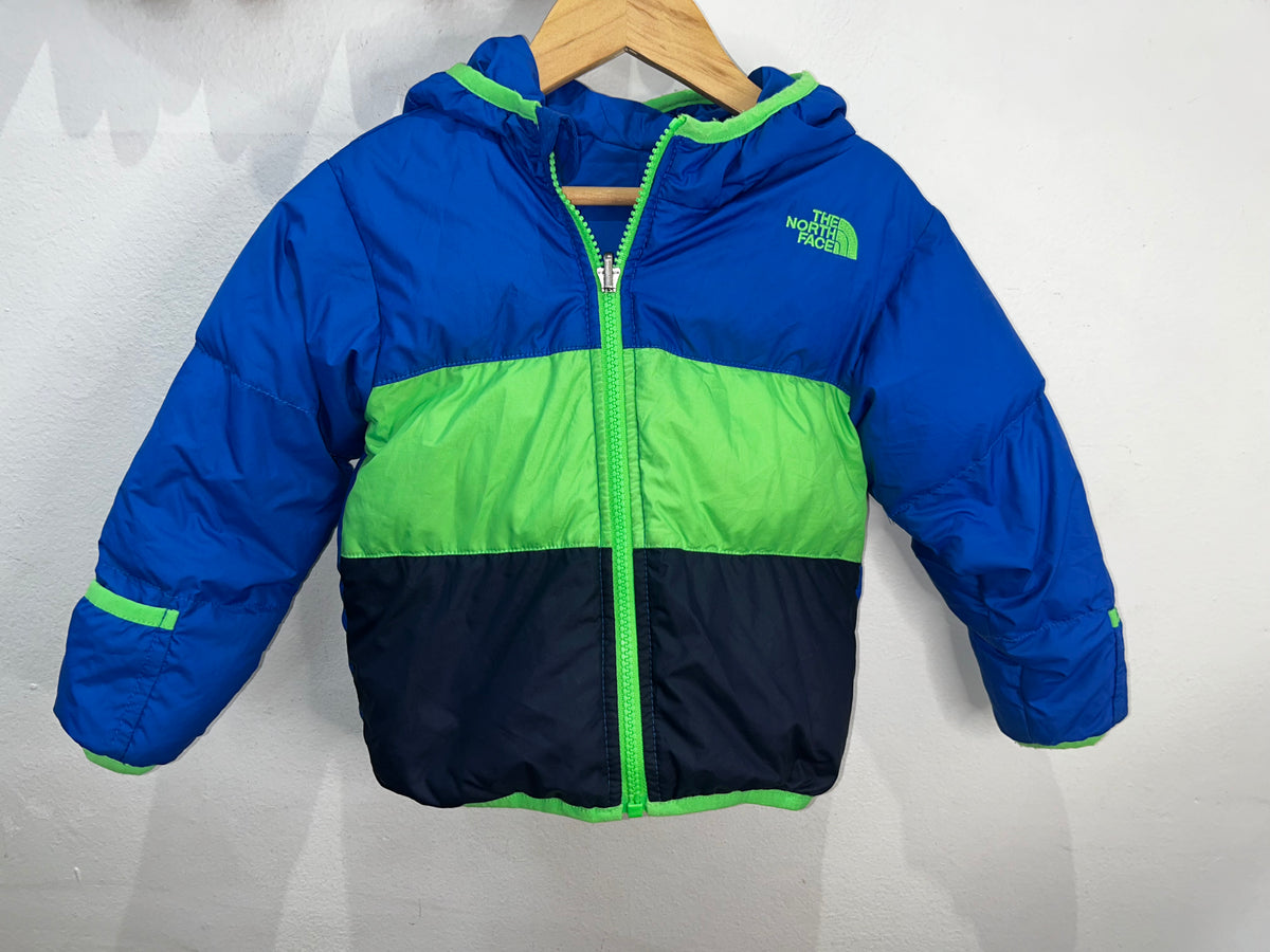 The North Face blue reverisble puffer jacket 2y