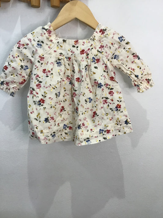 Dress gold thread floral 0-3m