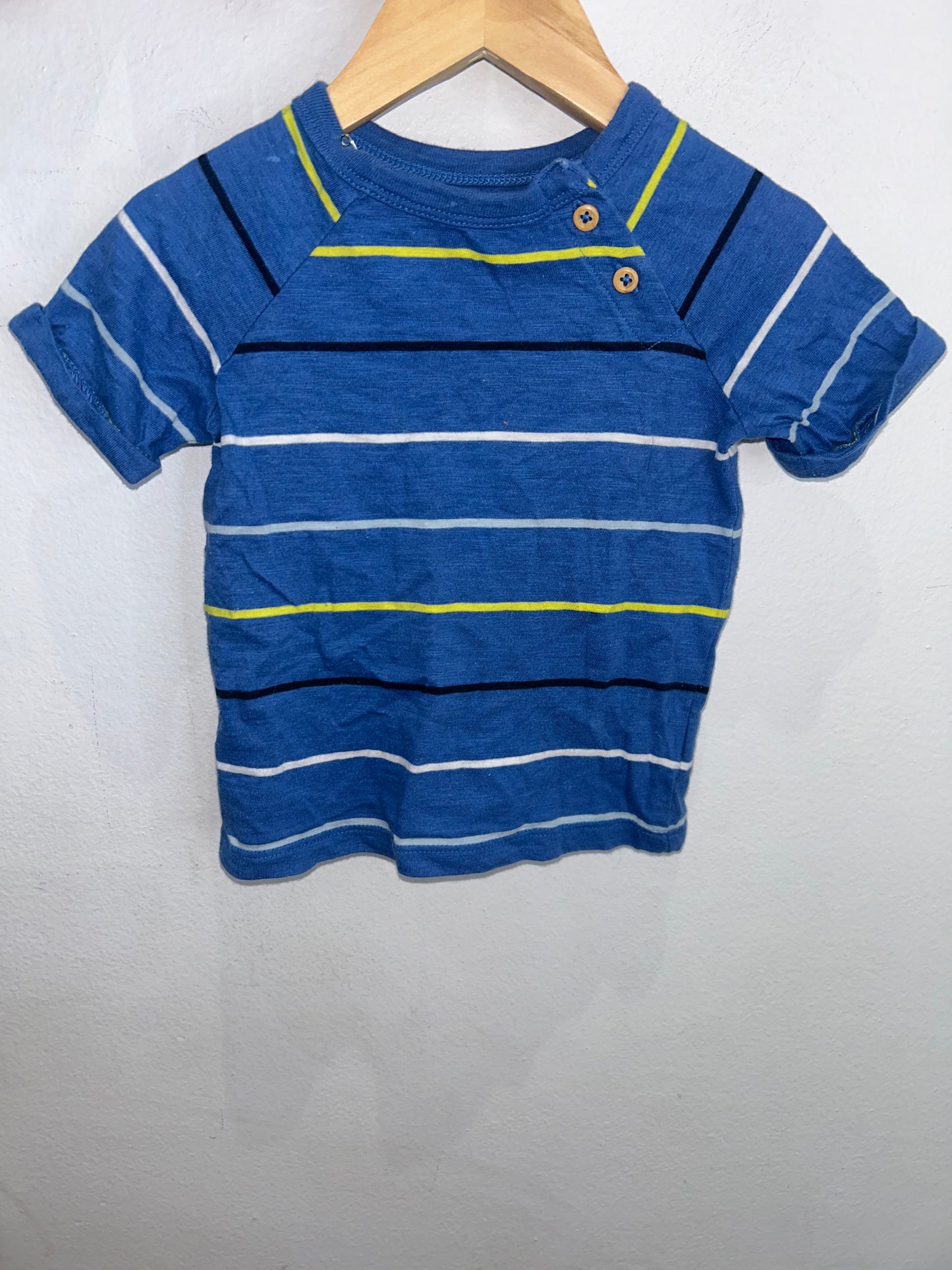 Stripes side button tee 12-18m
