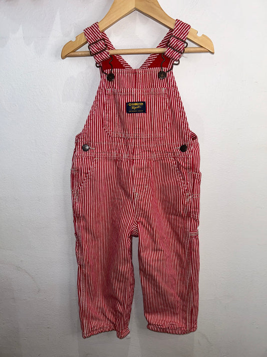 Red stripe denim overalls 24m