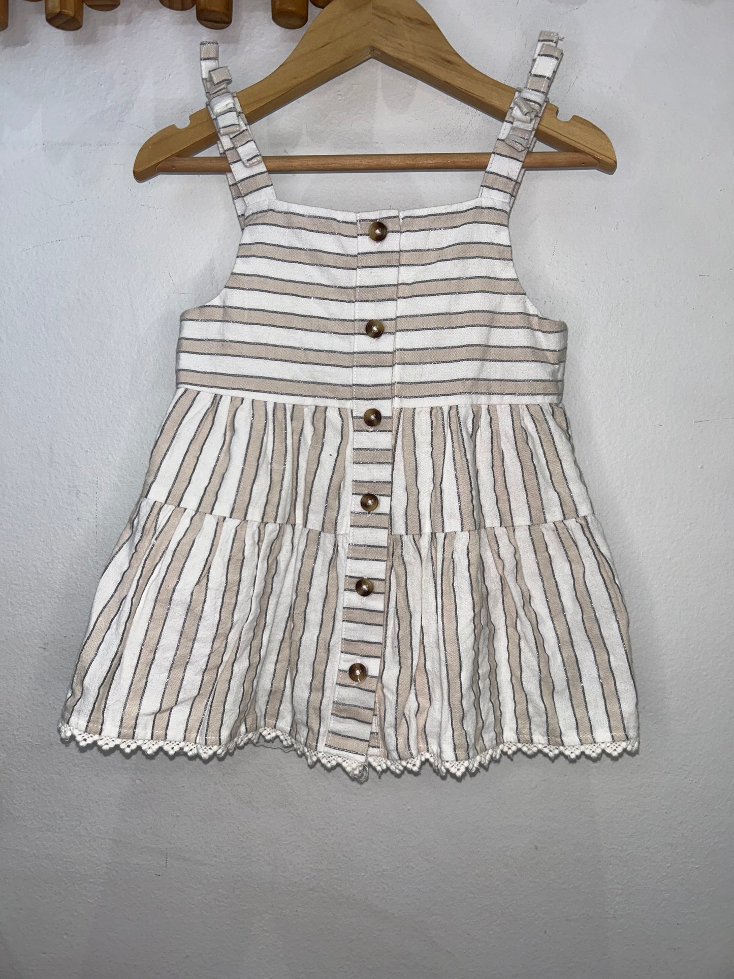 Sparkly beige stripes dress 2-3y