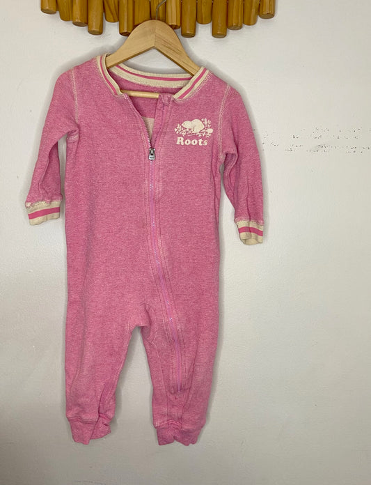 Roots pink waffle romper 18-24m