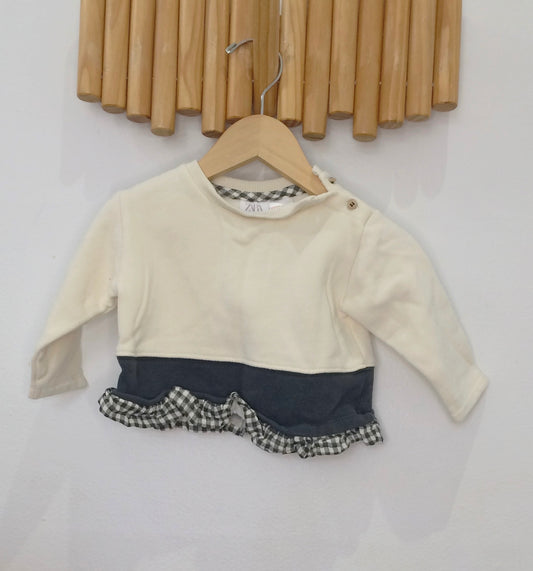 Plaid detail pullover 9-12m