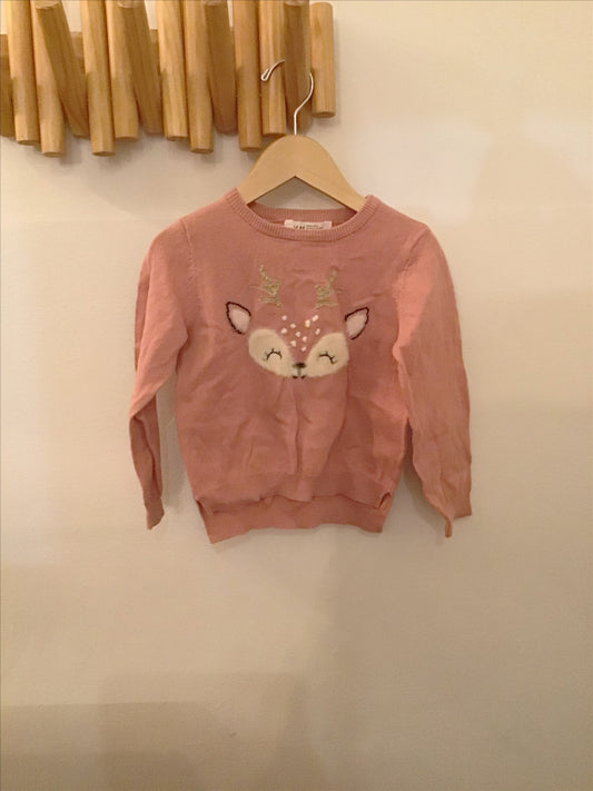 Pink fox sweater 18-24m