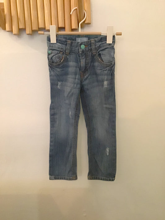 Straight leg jeans green buttons 3y