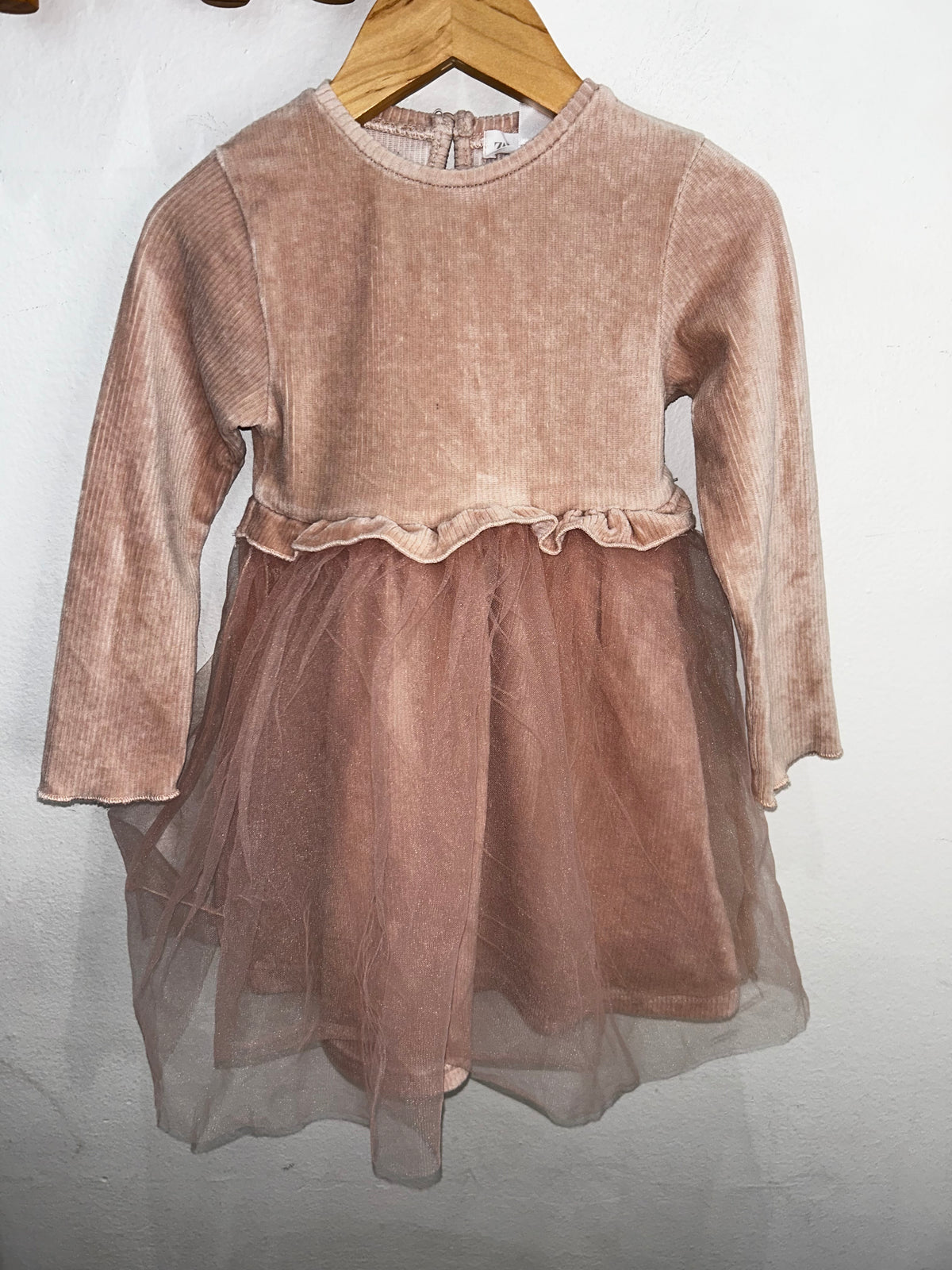 Rose ribbed and tulle dress 2-3y