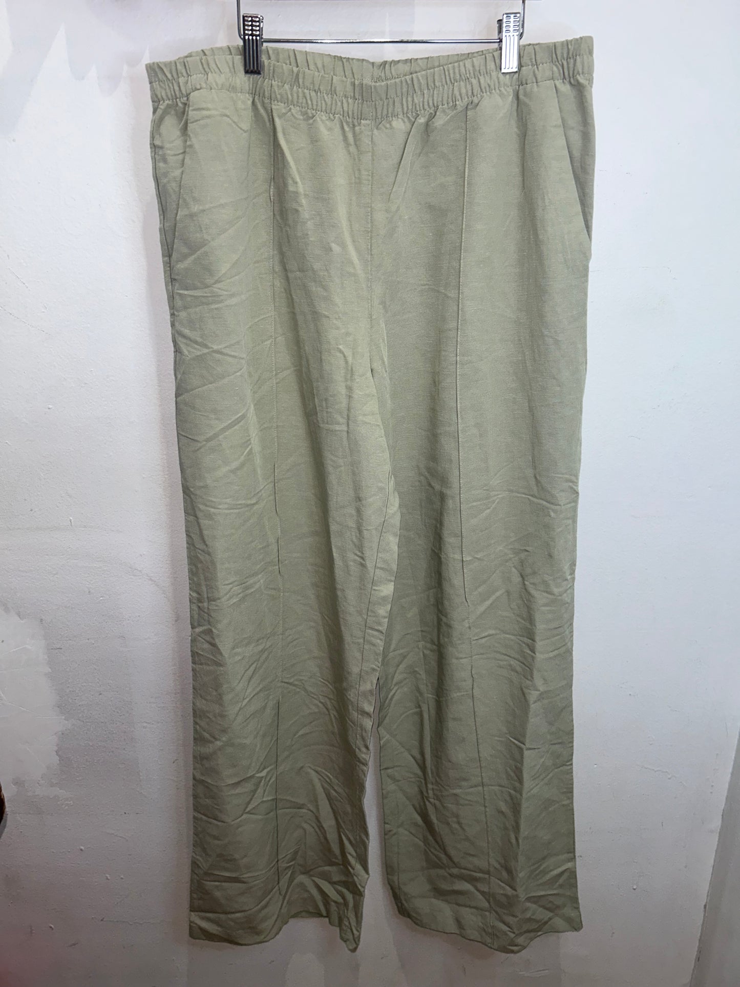 Sage linen-blend wide leg pants- adult L NEW