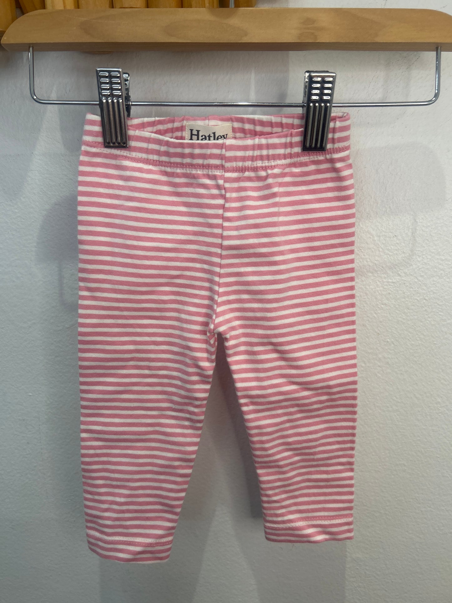 Hatley pink stripe leggings 6-9m