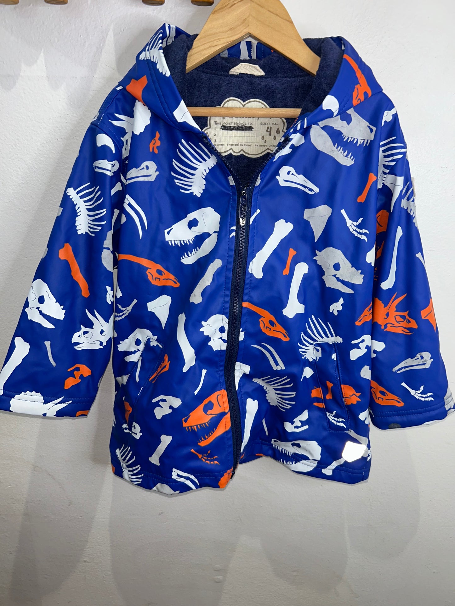 Hatley dino bones rain jacket 4y