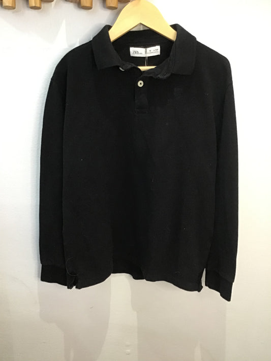 Black textured rugby shirt 10y