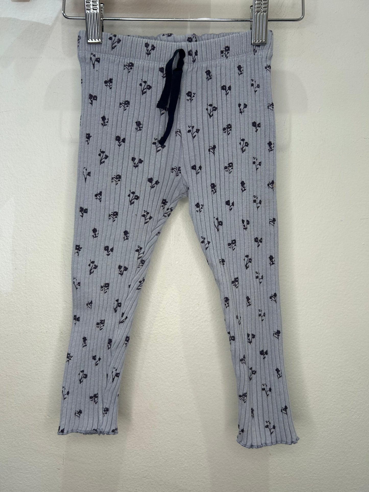 Purple floral ribbed pants 3-4y