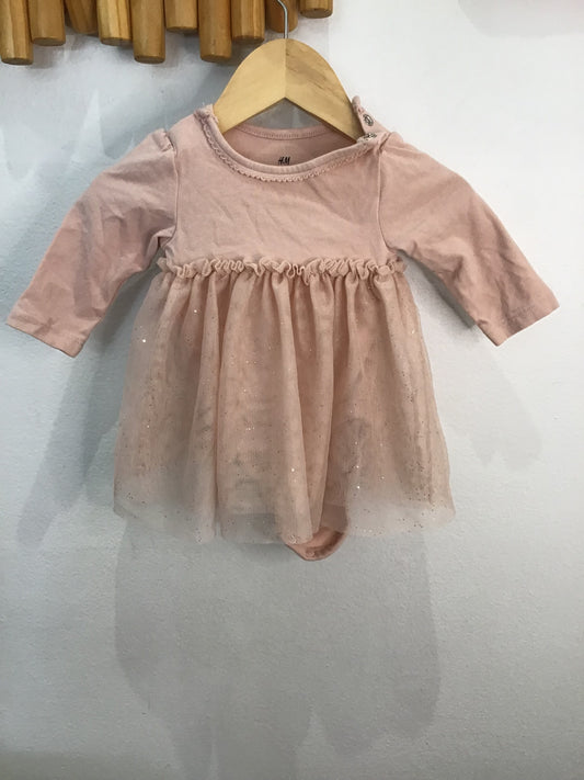 Dress pink sparkly tulle onesie 1-2m