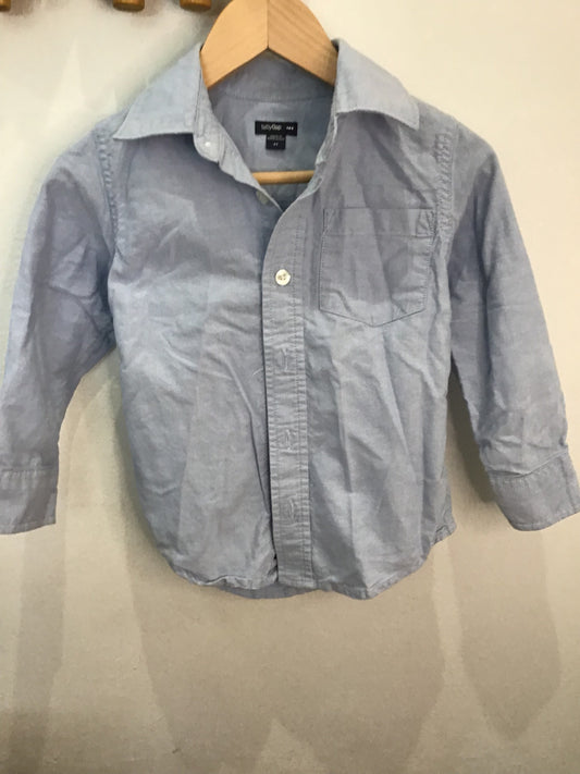Shirt blue non-wrinkly 4y