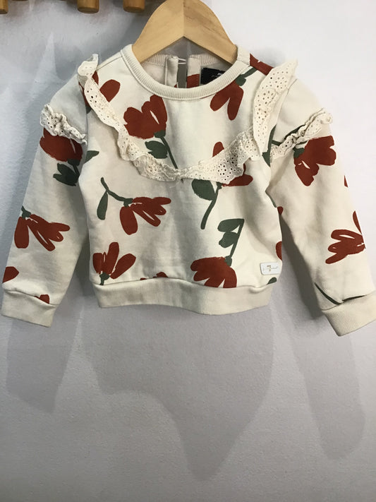Pullover brown flowers 24m (can fit at 12-18m)